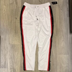 INC International Concepts Red and White Joggers with Sporty Stripes